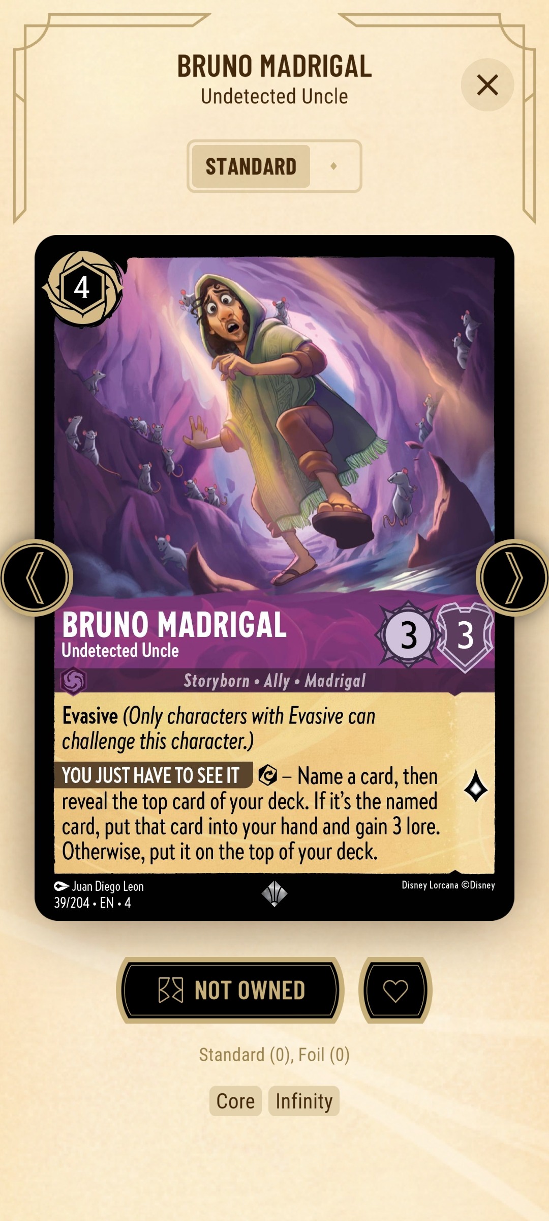 lorcana bruno card - Wilds Unknown - Madrigal Your fate is sealed when your prophecy is read What is a 0/204 Disney