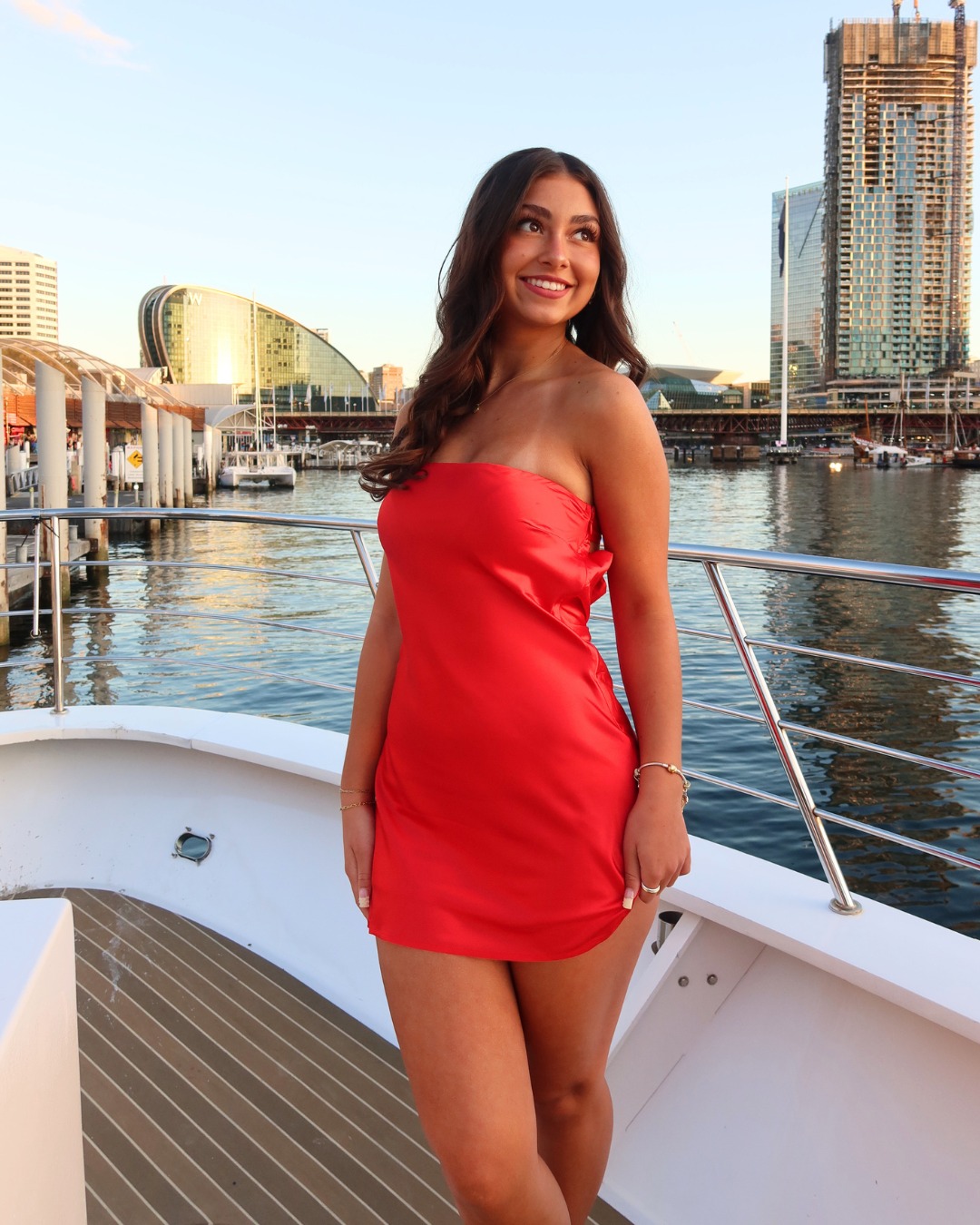 red dress gold coast faith.fmarie in our Ellie Strapless Mini 🌺 shop her look online now x #australiatrip #brandtrip #sydney #brisbane #goldcoast formal dresses
