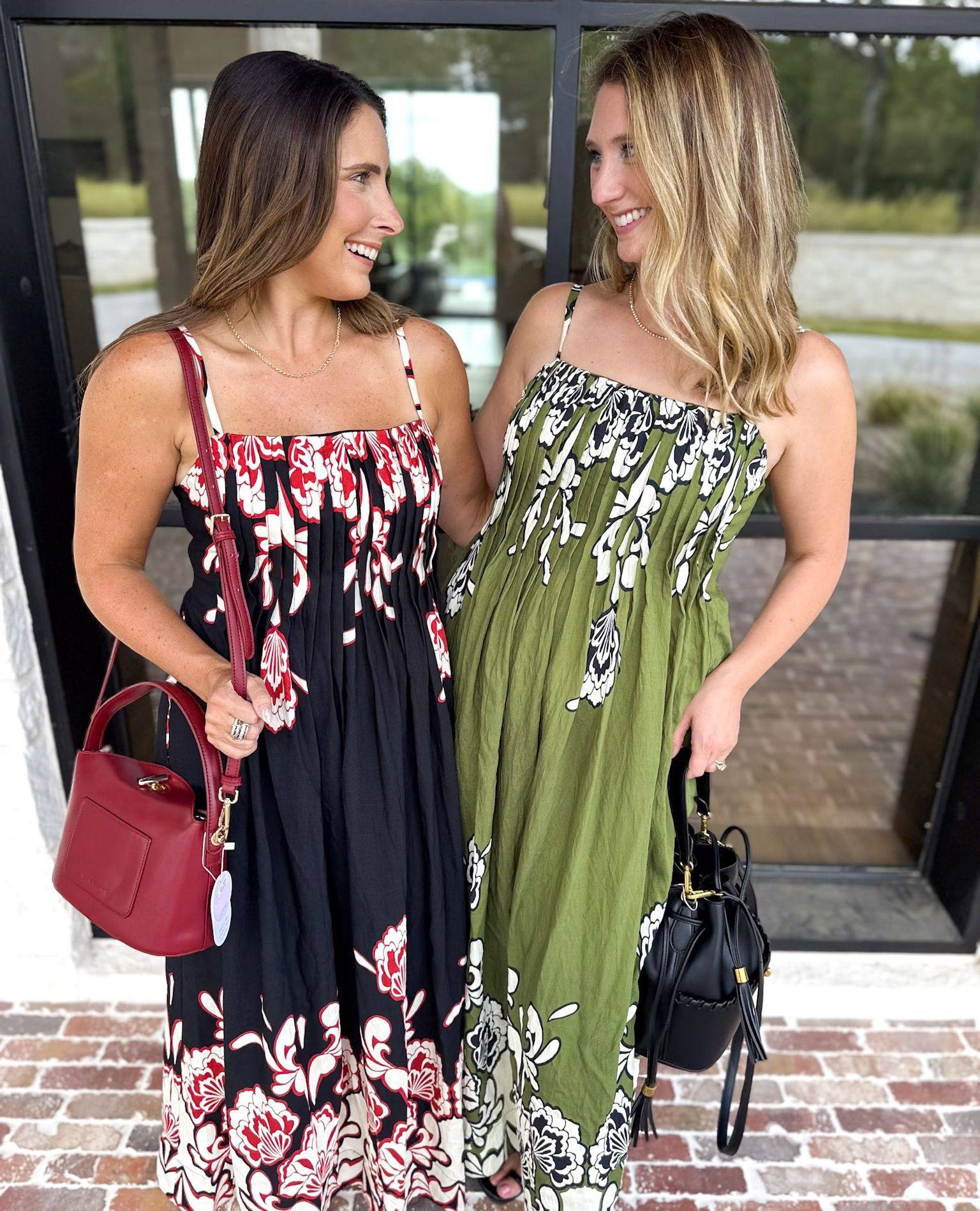 Wear this to game-day or date night?? Why find a look that can only do 1!? These midi dresses look designer inspired, have the cutest abstract floral pattern, and are the perfect