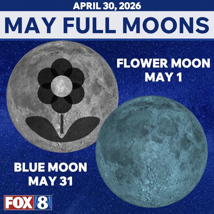Rare blue moon and flower moon in May 2024