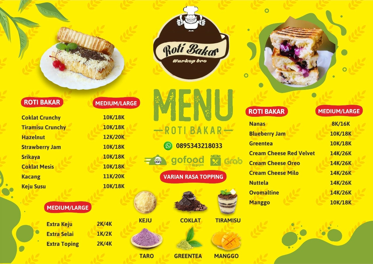 Daftar menu baru 😁 - Roti bakar bandung warkop bro | Facebook