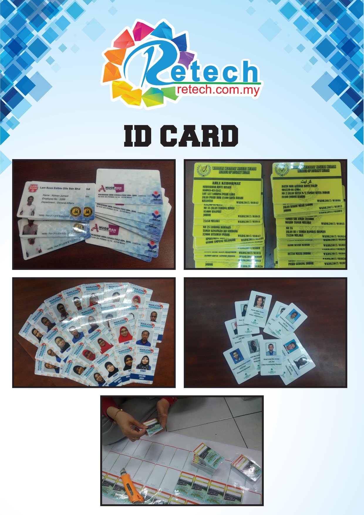 Retech - ID CARD untuk sebarang pertanyaan dan tempahan, hubungi kami ...
