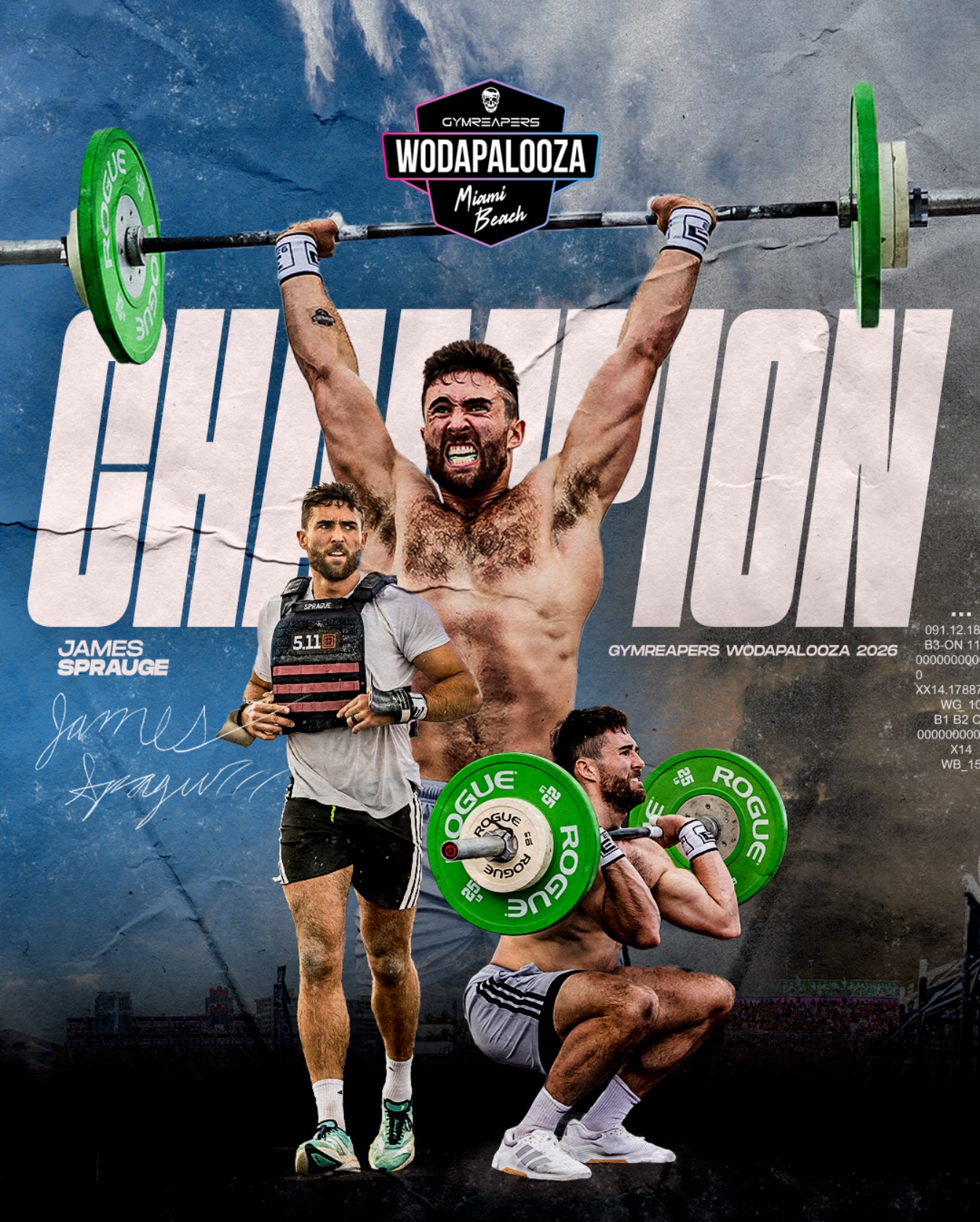 Back to back champion has a nice ring to it. Congratulations to our 2026 Gymreapers Wodapalooza Elite Individual Men's Champion @spraguerrrr 🌴🍾🥇 Sprague finished the weekend with 364 points, and an 82