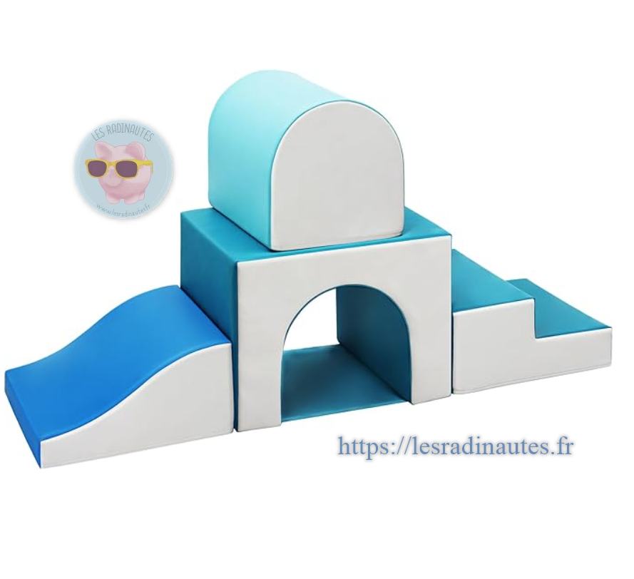 Parcours Motricité Bébé 8 Pièces En Mousse – Housse PU – Formes Empilables – Jeu Éducatif Ramper/Grimper – Lion Canapé