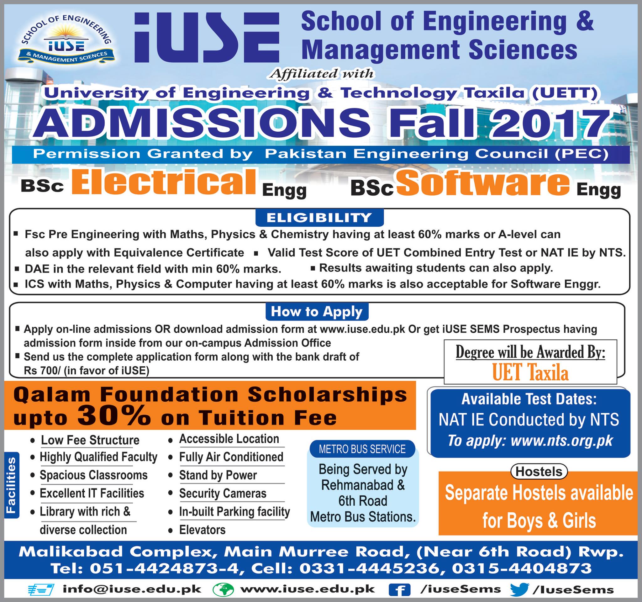 IUSE School of Engineering & Management Sciences | Rawalpindi