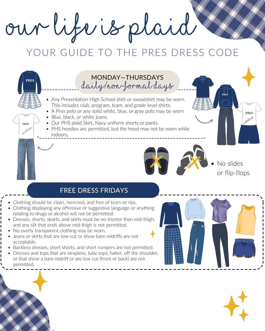 formal dress code presentation Panthers, before the first bell rings, take a look at our 2026–27 Uniform Guide! Here's a quick look at what to expect this school year: 👖 Everyday Wear: Pair your favorite jeans Radiant
