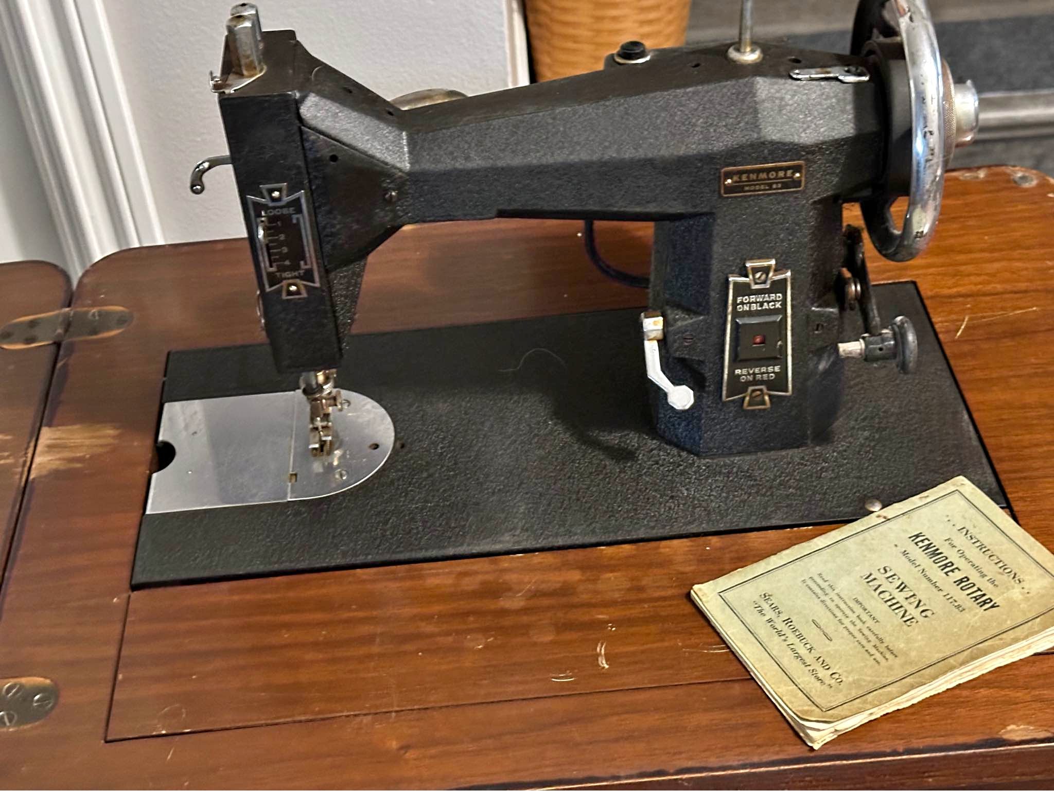Vintage Kenmore Rotary Sewing Machine Model 83 with Cabinet and Manual ...