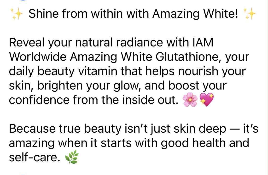 iam amazing white glutathione Why choose between health and beauty when you can have both? Switch to Myra Glow Radiance White, your daily dose of essential multivitamins packed with the power of Glutathione. 💖✨️ 📌 Level Size:25ml x 10 pcs Get That Glow with launch-velocity-18h-done