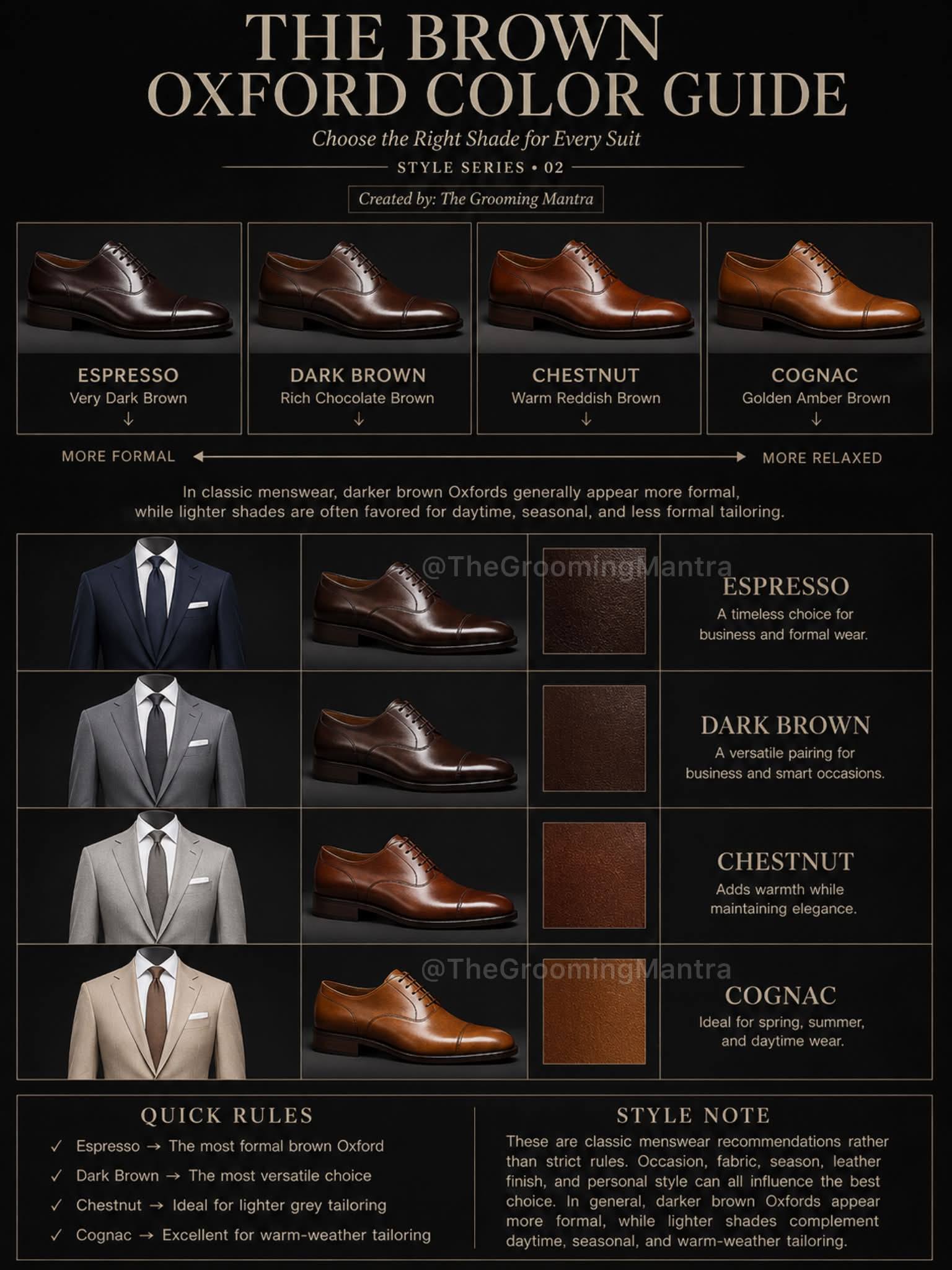 appropriate occasions for brown dress shoes Not all Oxford serve the same purpose. The shade you choose can completely change how formal your outfit looks. Here's a simple guide: • Espresso: The most formal option. Best 12% ELASTANE Mannersly Pecan Mini Dress Size:8-10 years Occasional polishing is recommended