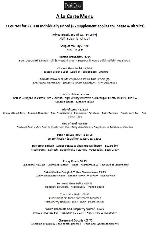 Our new A La Carte... - The Pear Tree Inn & Country Hotel | Facebook