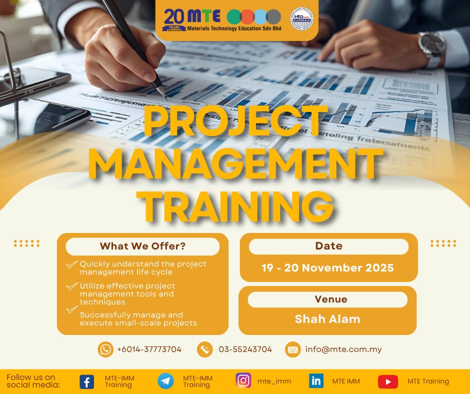 MTE - 📢 Project Management Training 📅 19 - 20 November 2025 | Shah Alam ...