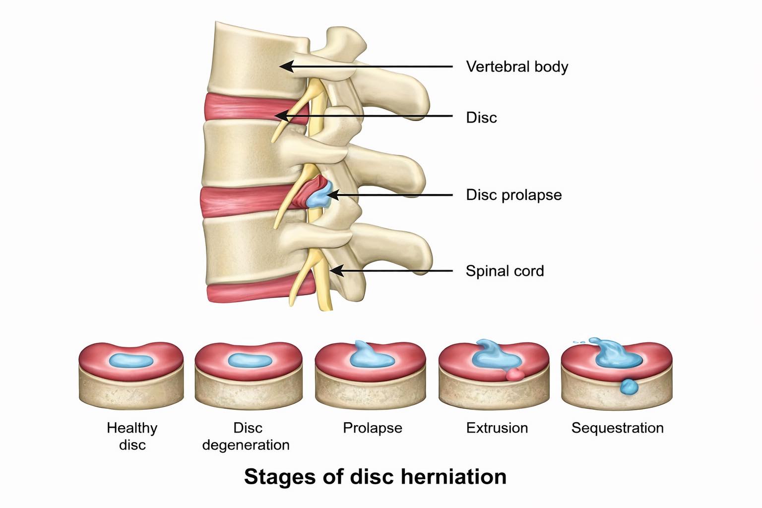 Dr. Muhammed - 🧬 Stages of Disc Herniation 🟢Intervertebral disc ...
