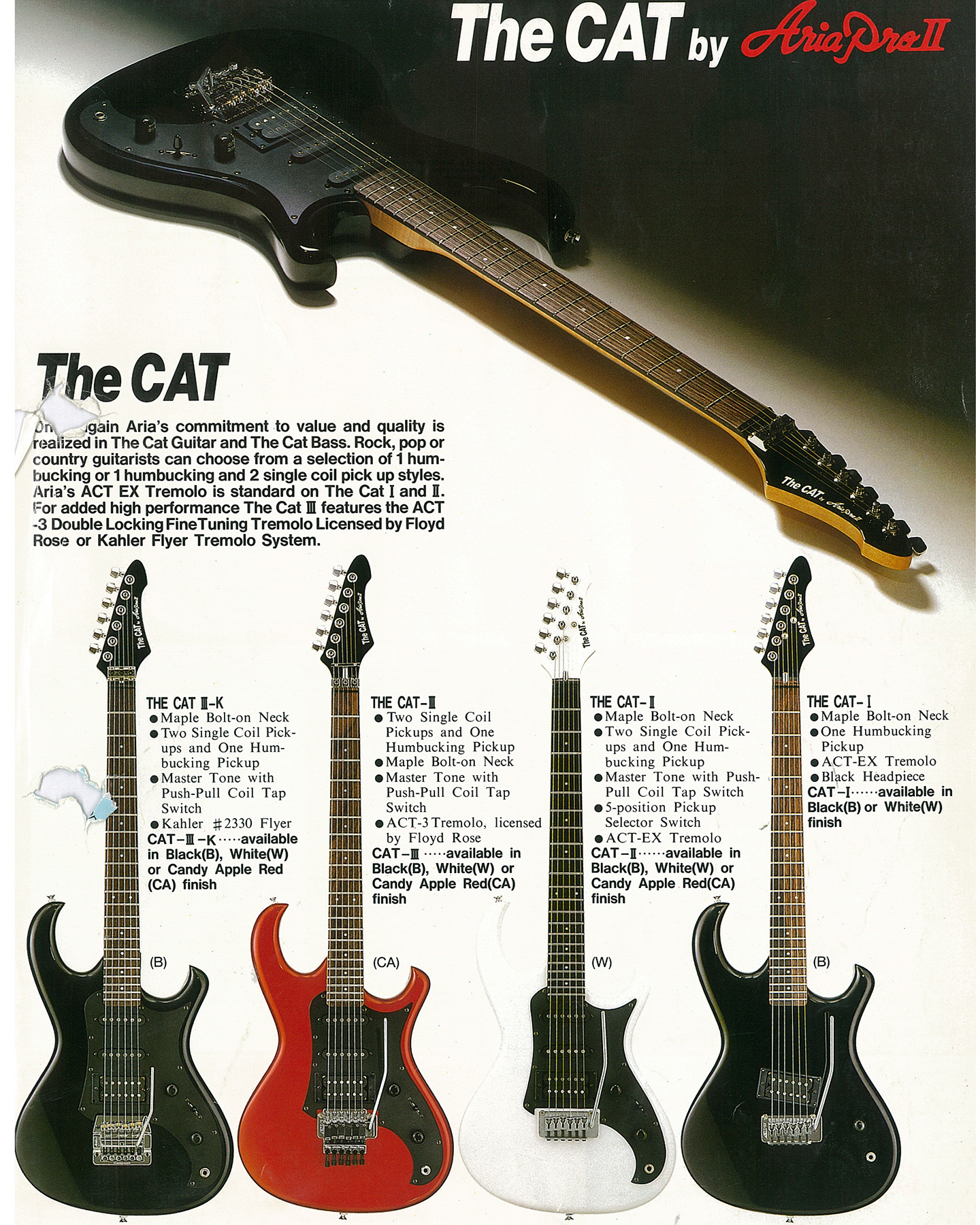 Aria Pro II RS Wildcat 1986 pearl white guitar