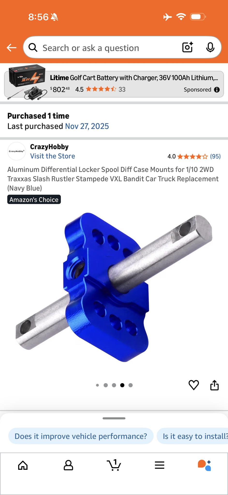 Hot Racing Spool Locked Differential (Posi) For Traxxas 2WD Rustler, Slash, Stampede - TE125 5 thumbnail image