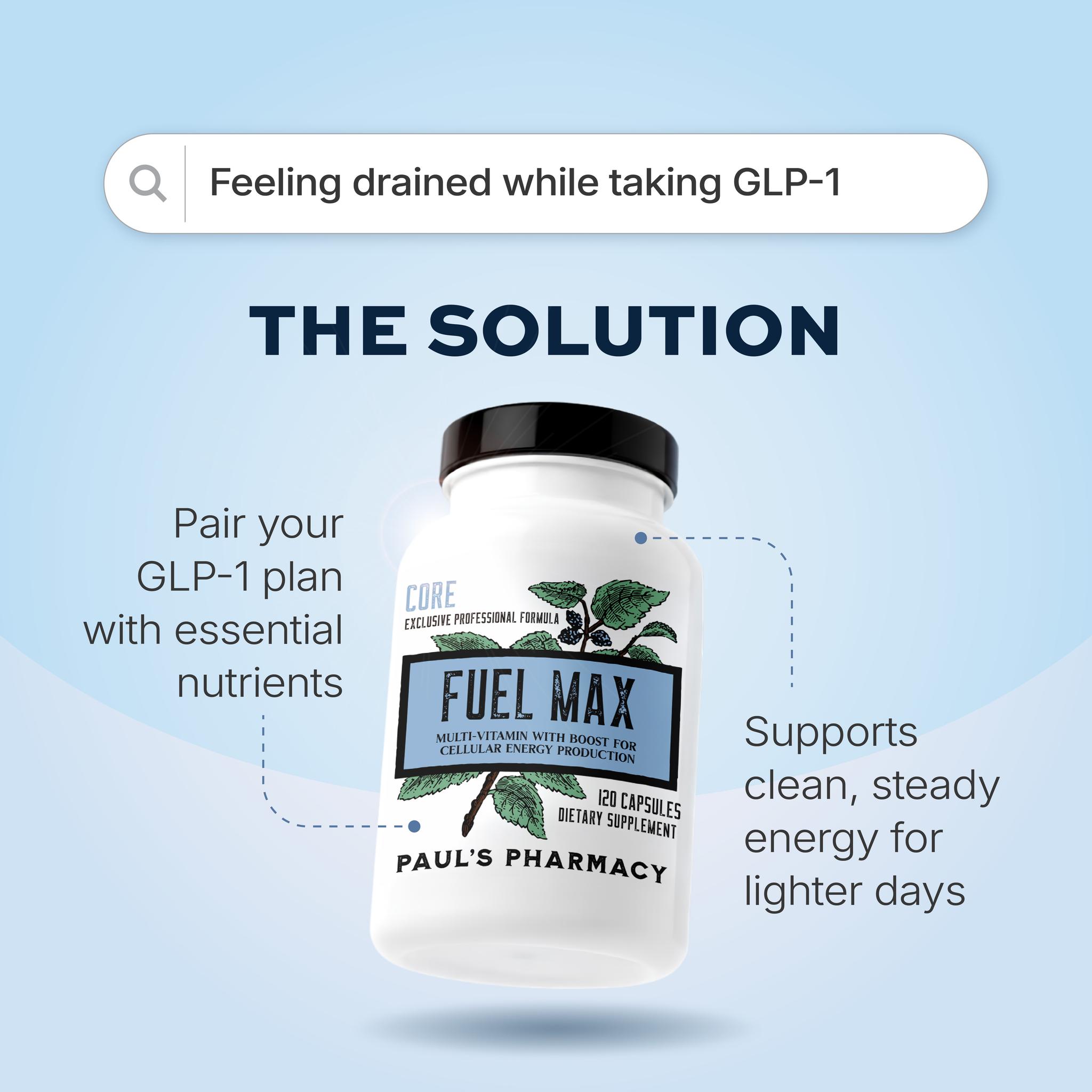 Fuel Max supplement supports healthy energy production while taking GLP-1