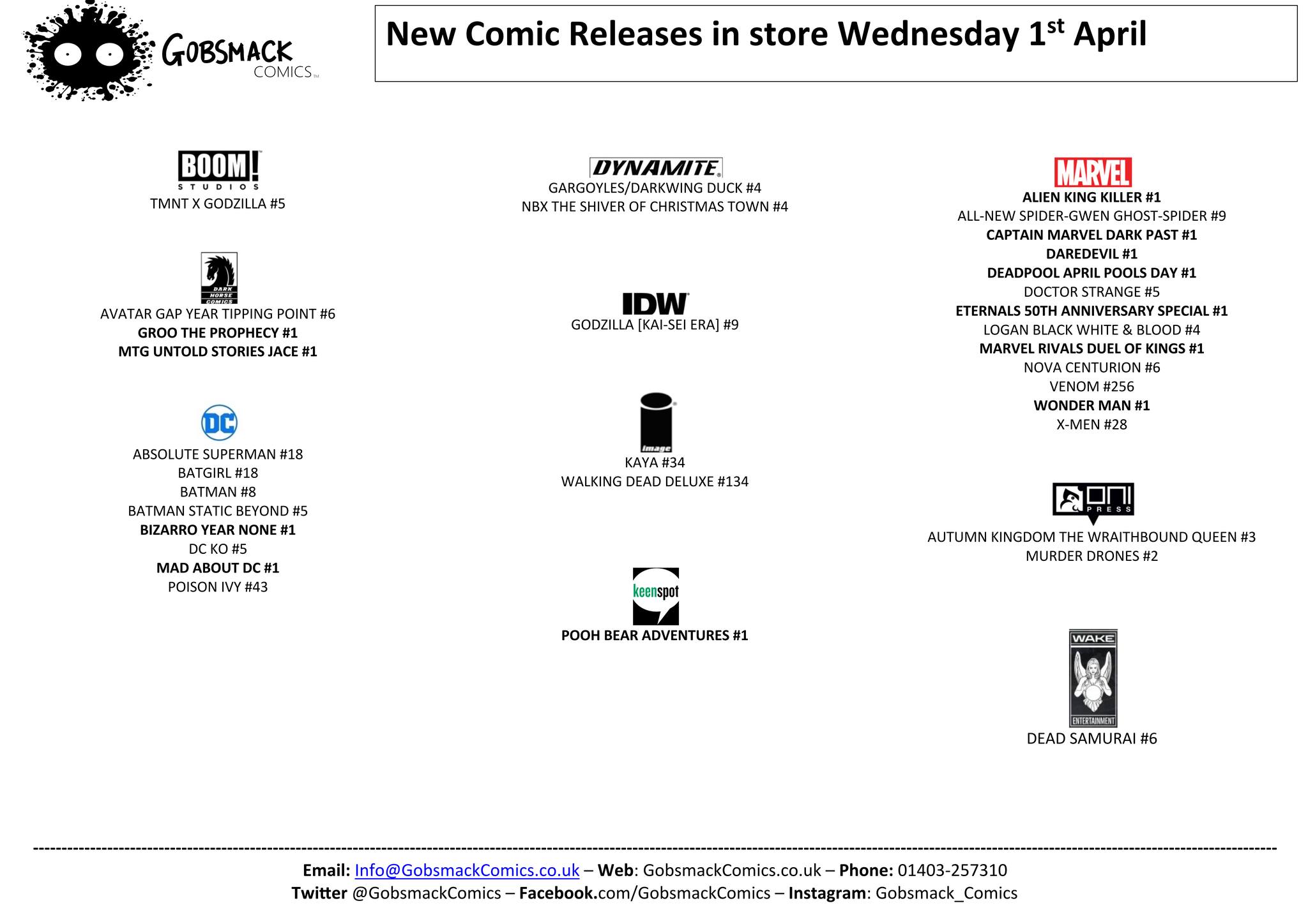 Lots of lovely new comics coming next week!! Get your reserves in