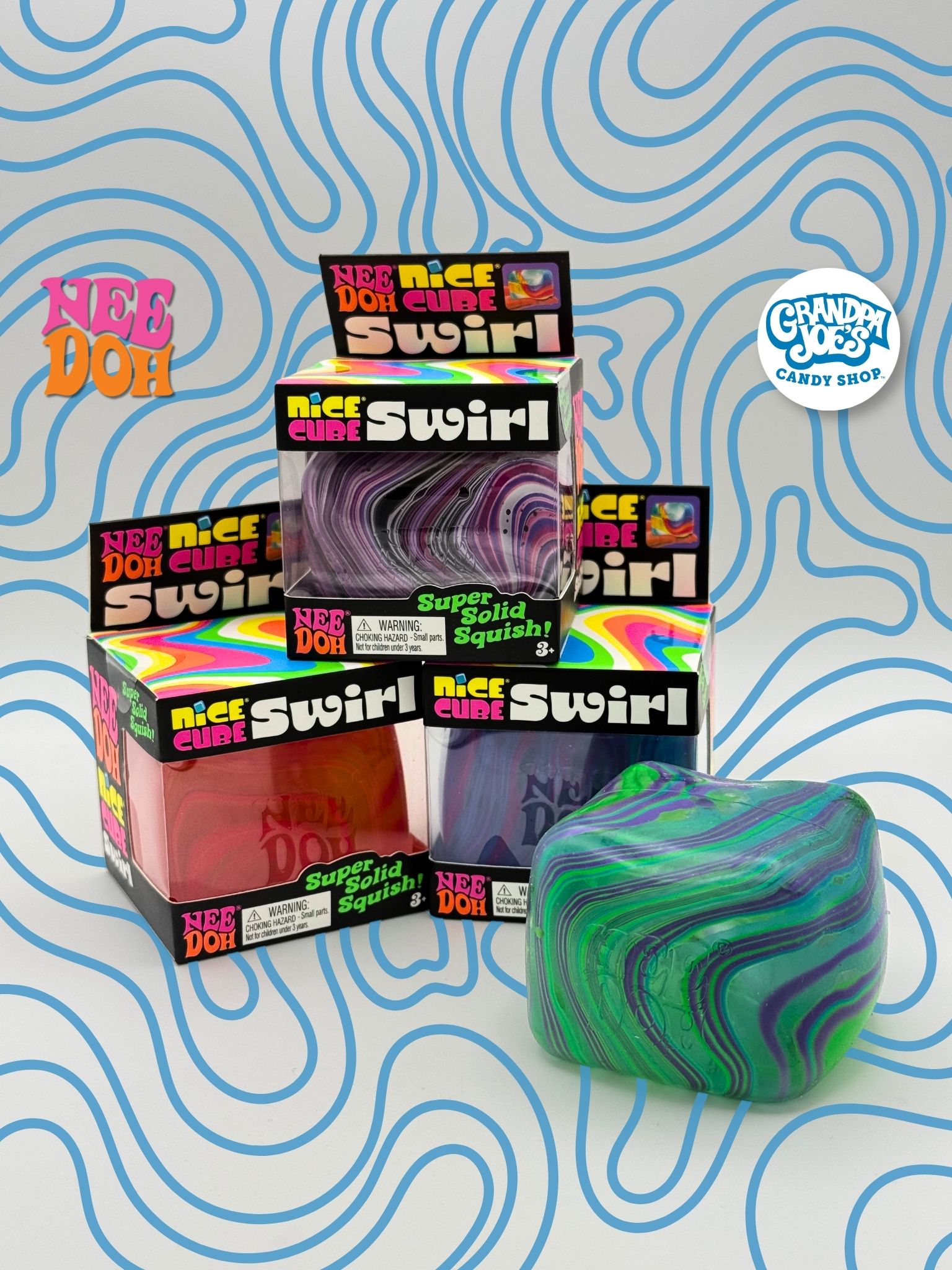 NeeDoh Nice Cube Swirls available at Grandpa Joe's Candy Shop in