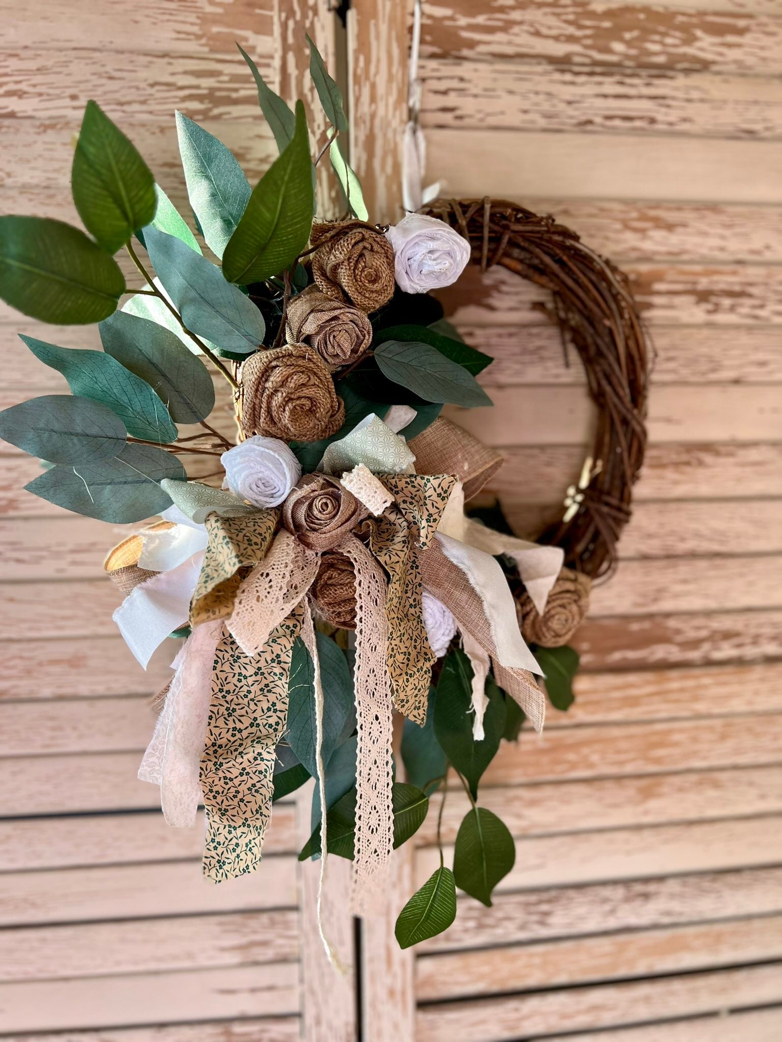Mini 14 inch rosette grapevine wreath for sale