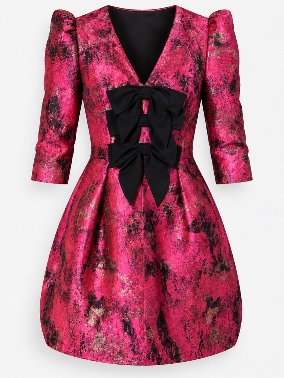 fuchsia and gold dress Dramatic metallic occasion with black pattern rose gold formal wear