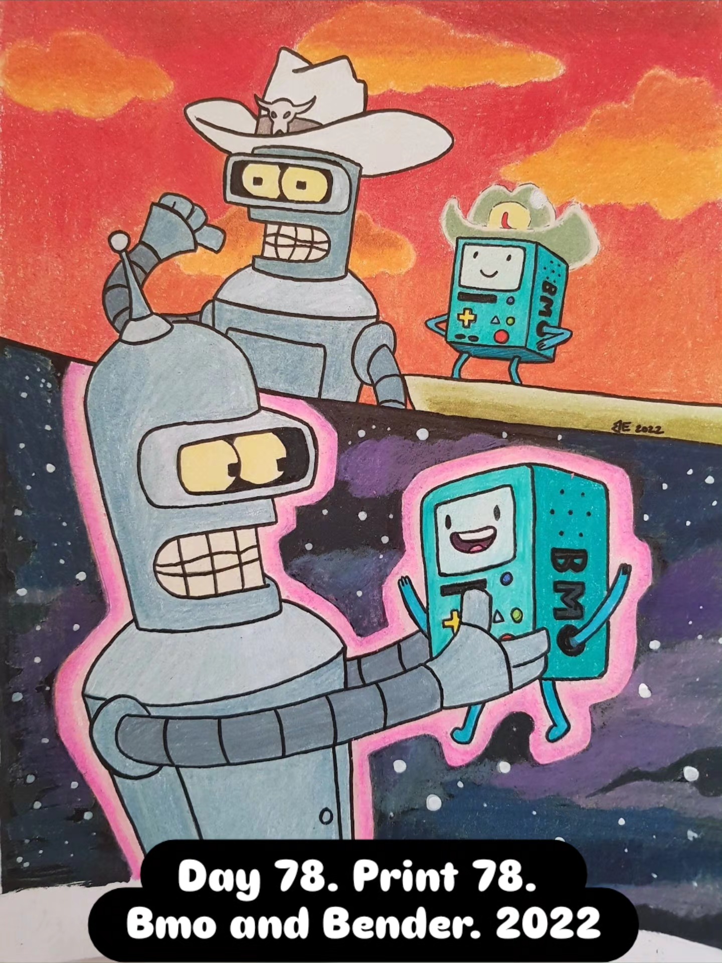 Day 78. Print 78. Bmo and Bender. 2022. Have sold tons of prints  display picture 1