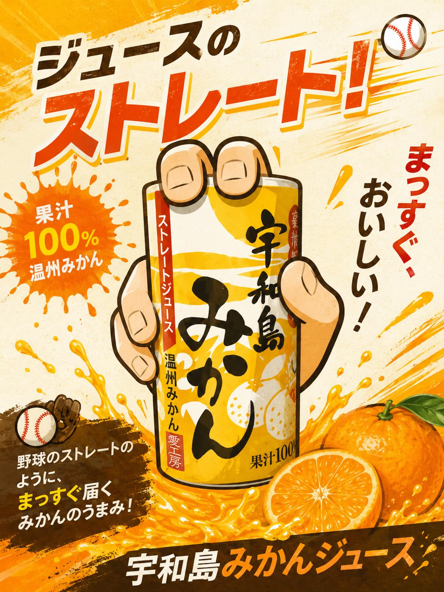 ⚾?ジュースの“ストレート”は、野球だけじゃない！ 果汁100 