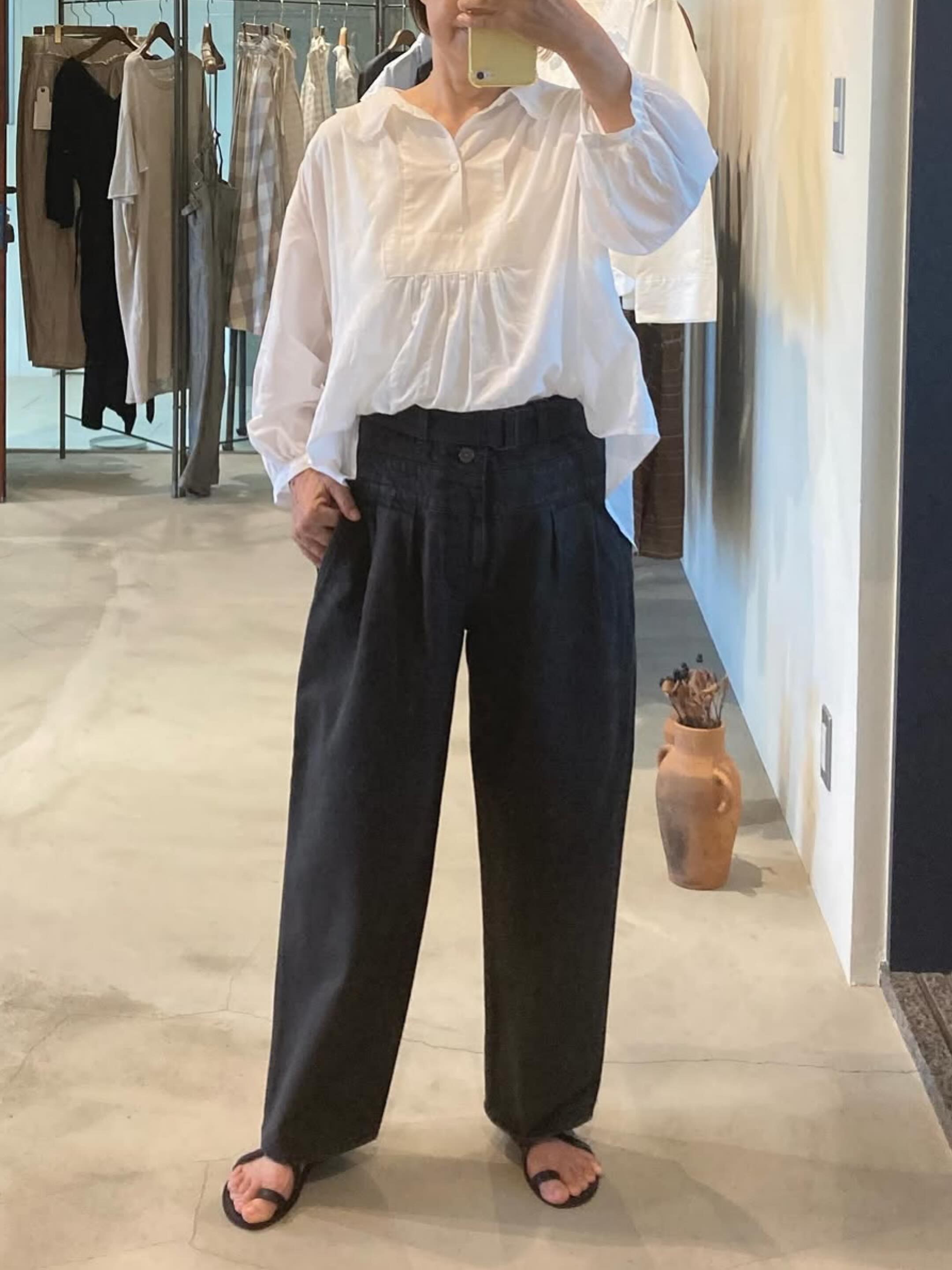 TOWAVASE Bettey pants (navy) (blue) 『Bettey(ベティ)』 ムラ糸の