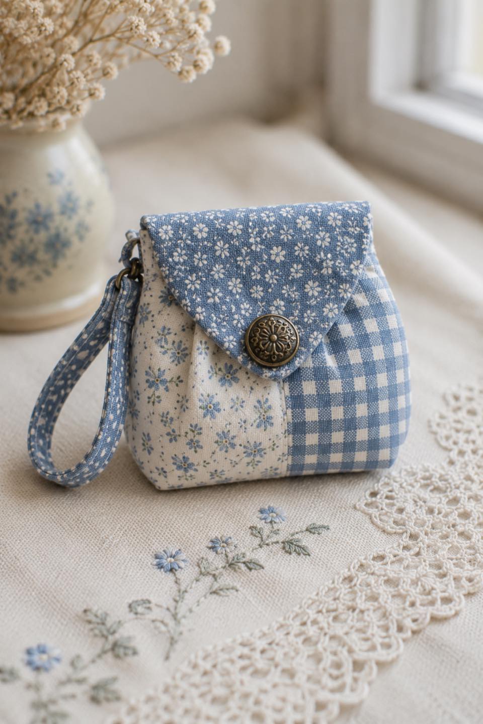 Cute vintage fabric scraps mini purse