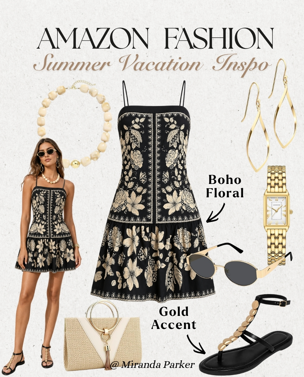 black dress with gold accessories Bella The Alessandra Black Maxi Dress pairs a gold ring halter with soft stretch fabric Okay but this black floral