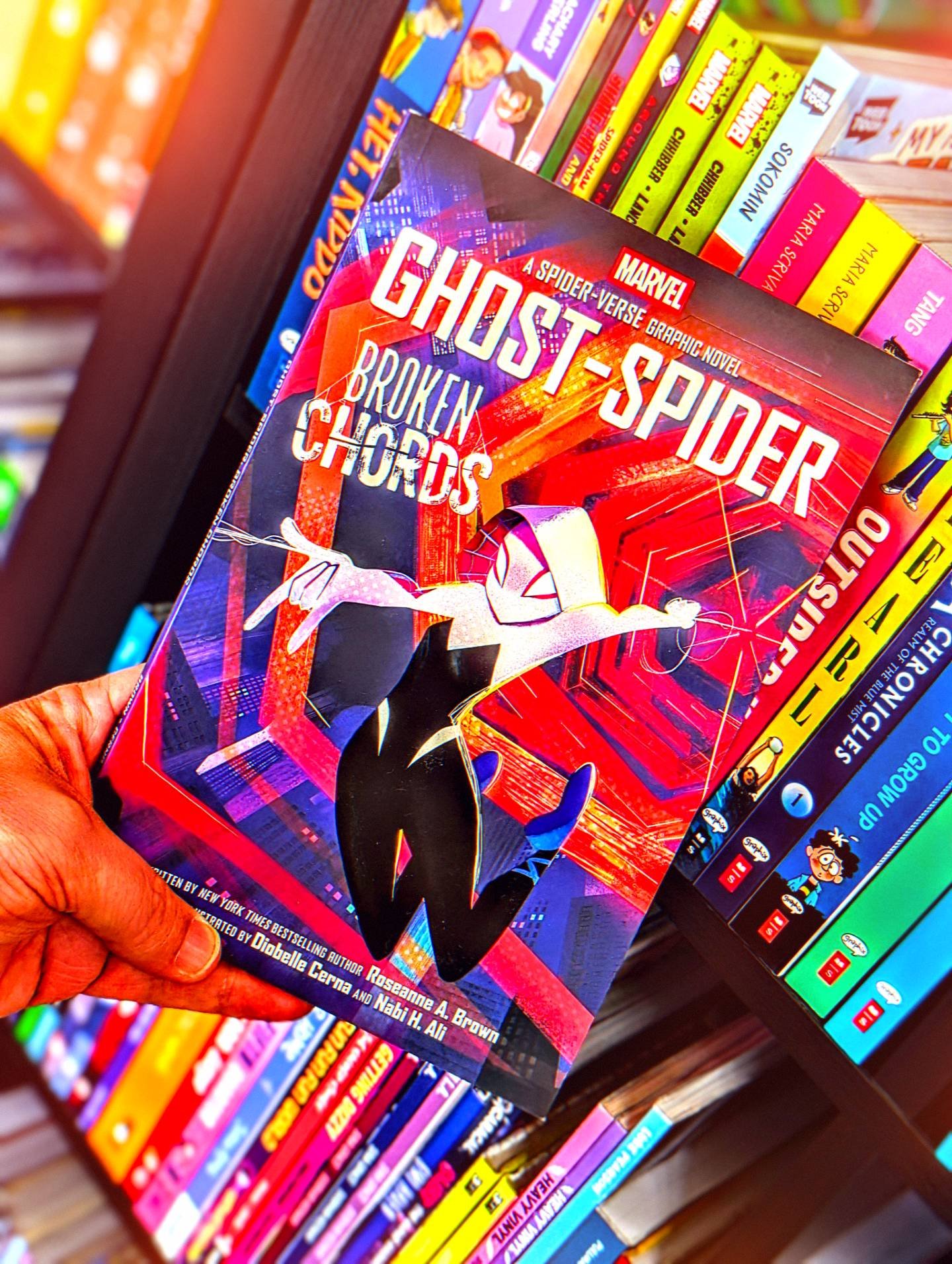 THIS JUST IN! GHOST-SPIDER BROKEN CHORDS A SPIDER-VERSE GRAPHIC