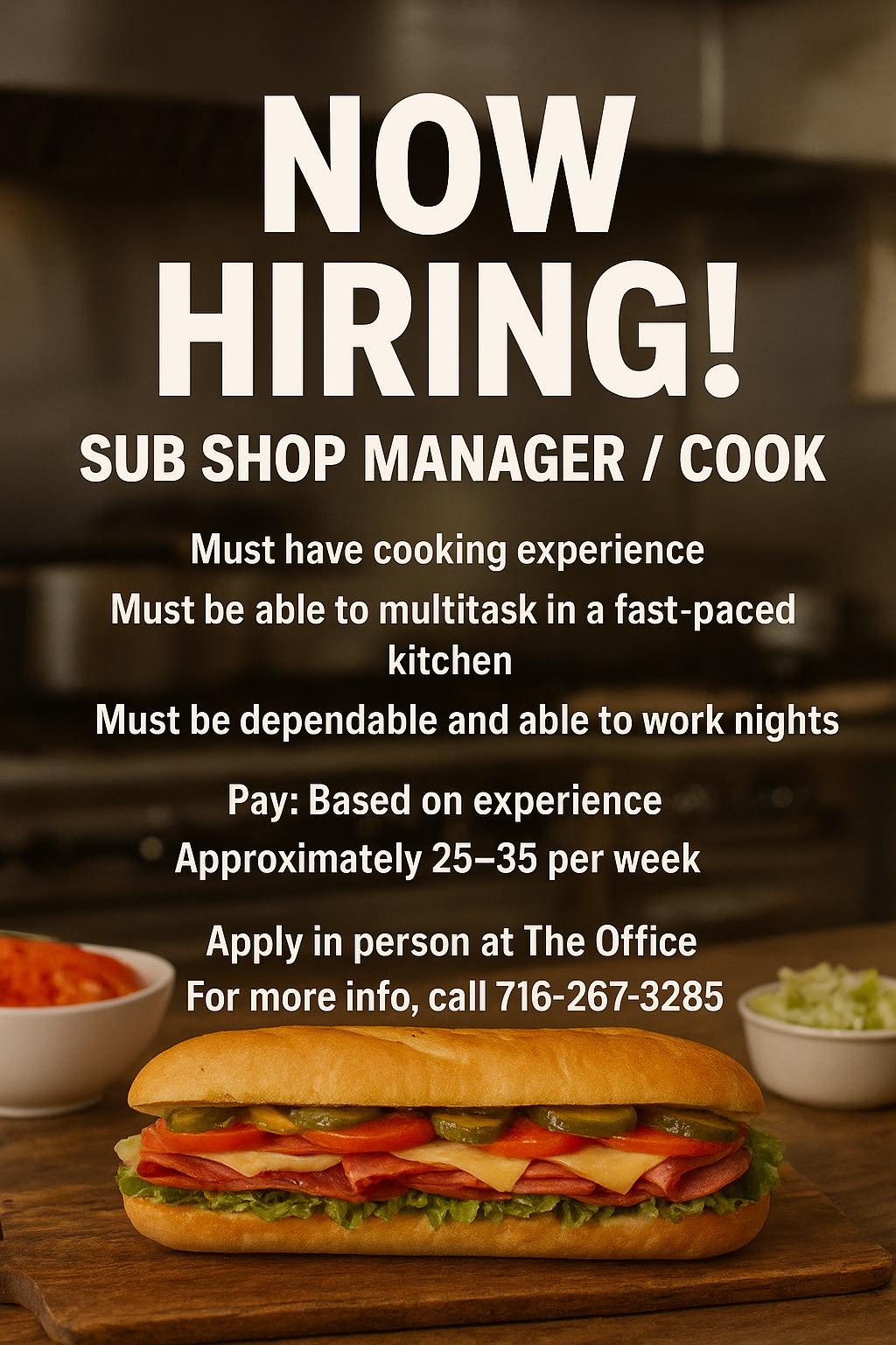 The Office - 🚨 NOW HIRING – SUB SHOP MANAGER / COOK! 🍕🥪 The Office ...