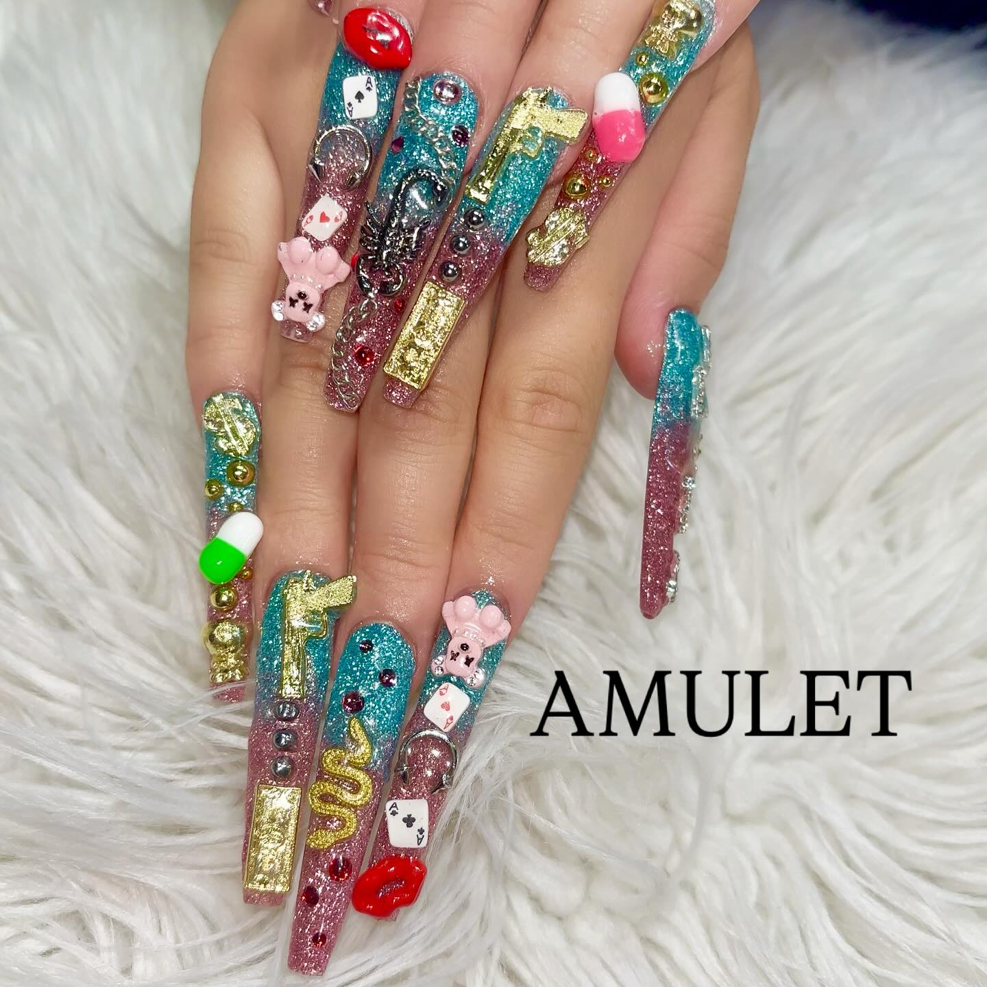 5センチロングスカルプ 💅 ロングはパーツたくさん乗ります