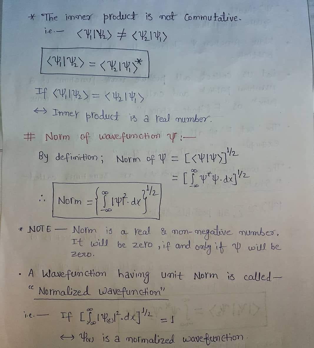 Quantum Physics Lecture on Wavefunctions and Inner Products