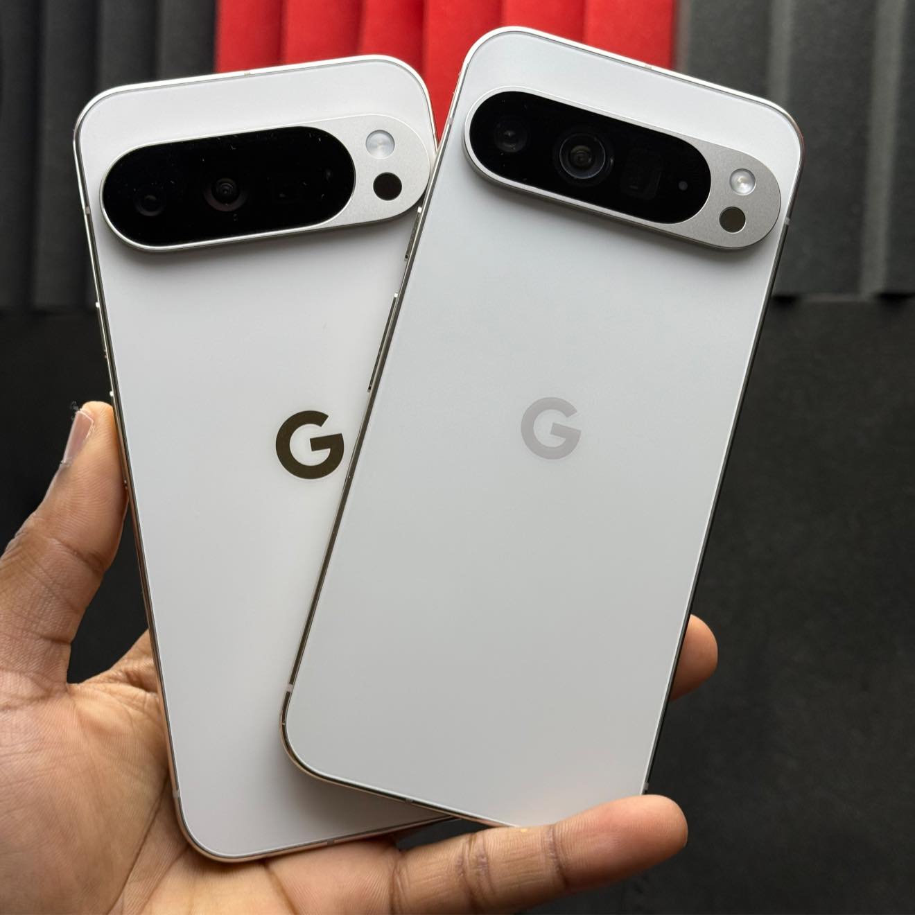 Google Pixel 10 Pro XL and Pixel 9 Pro XL both in Porcelain color