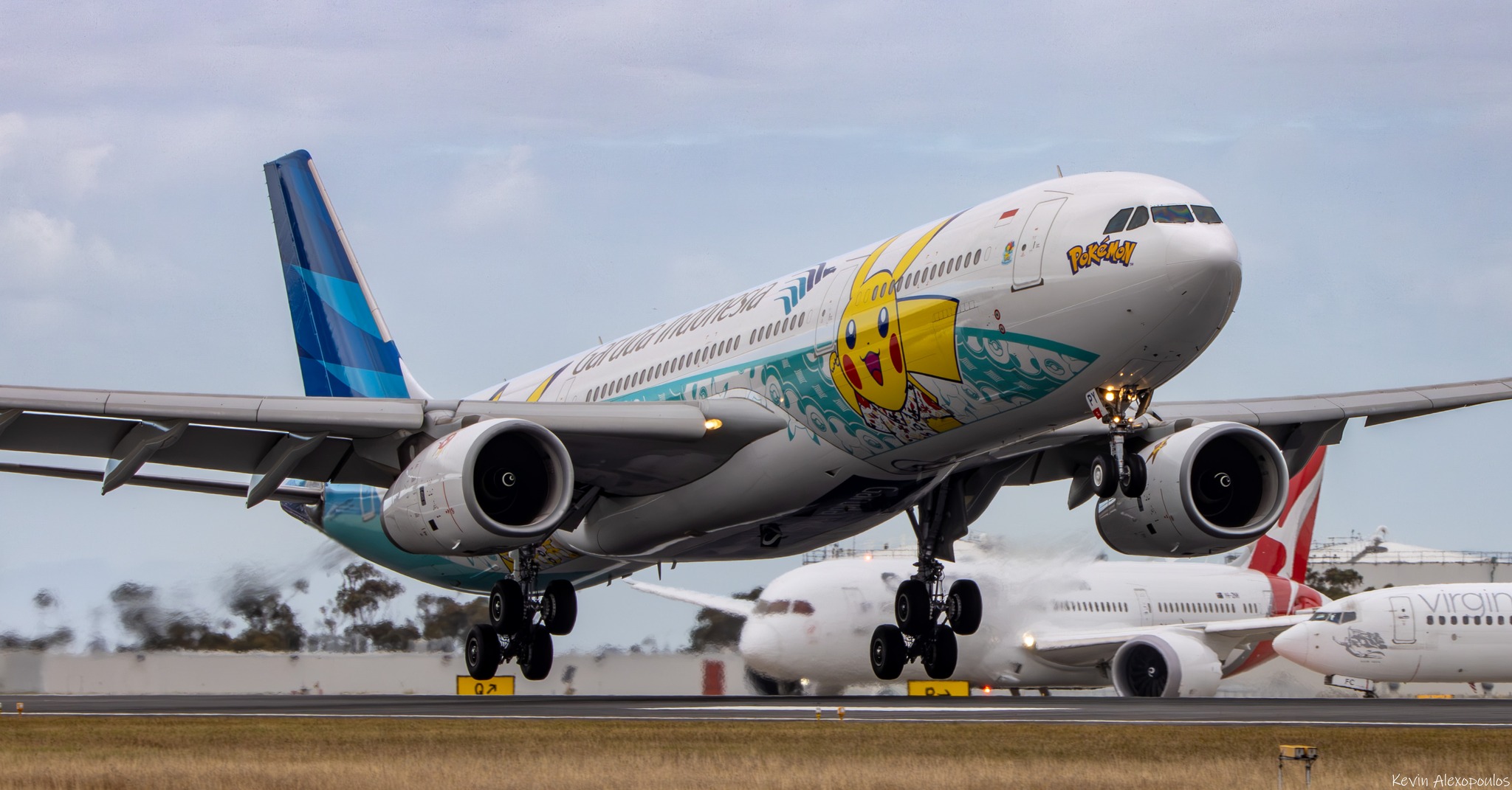 GARUDA INDONESIA A330-300 ポケモン ガルーダ Garuda Indonesia A330-300 Pokémon livery lands at Melbourne