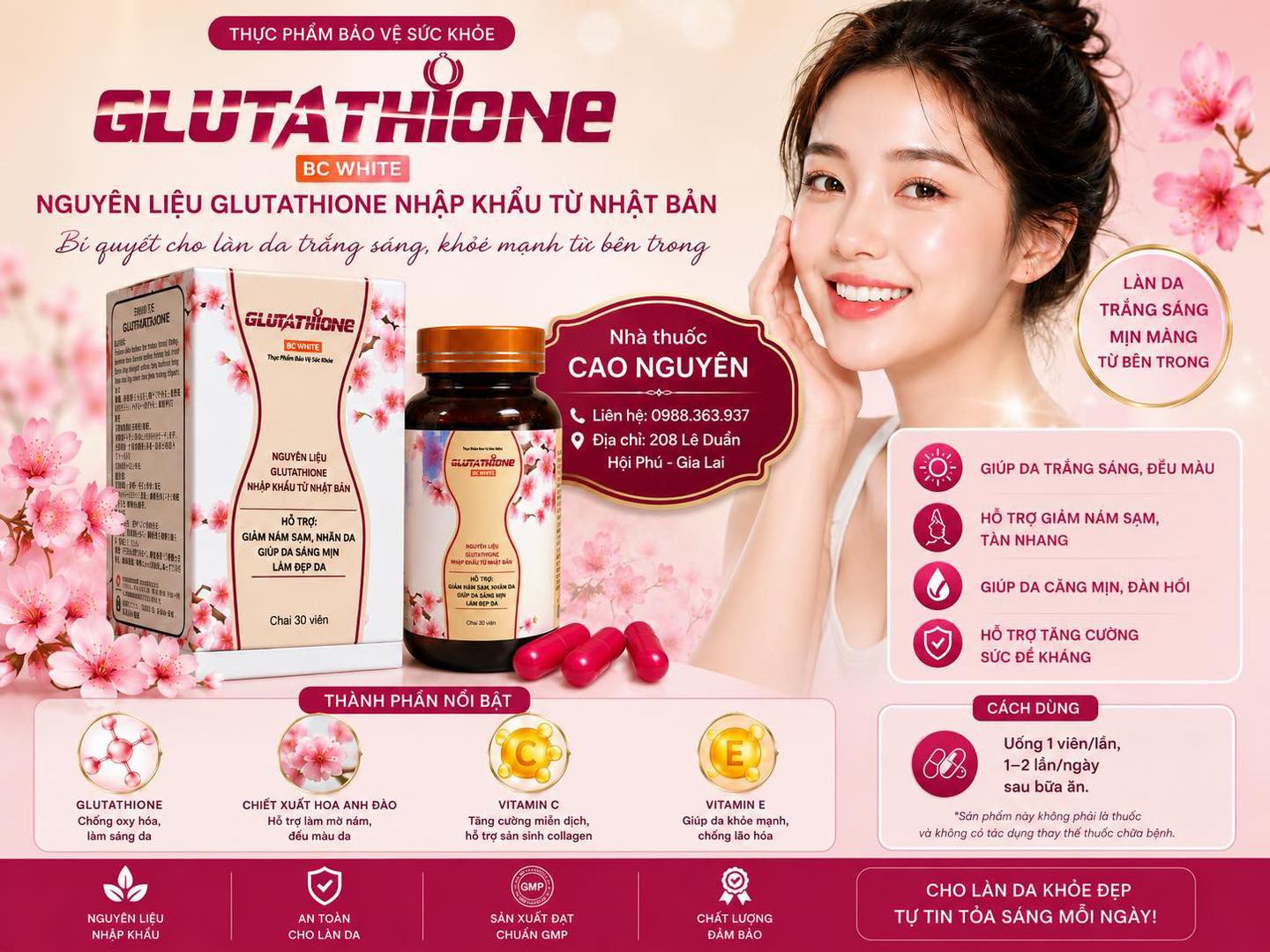 glutathione bc white 🌸🌸 VIÊN UỐNG TRẮNG DA 🌸🌸 Sản phẩm nối tiếp về công nghệ làm đẹp và chăm sóc sức khỏe cho chị em phụ nữ với tác dụng trắng Size:10mg/10mg/50mg (one vial) ALL PRODUCTS BUT THER SUR.MEDIC+ SUPER GLUTATHIONE 100TM