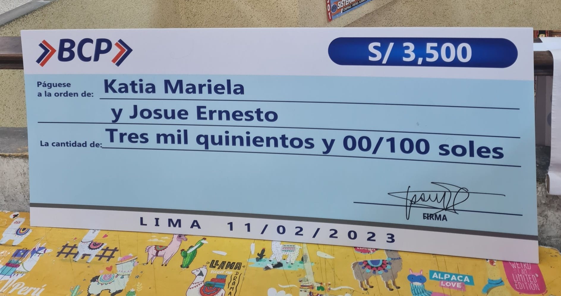 CHEQUE PREMIO GIGANTE. Este es un... - Emporium Color SAC | Facebook