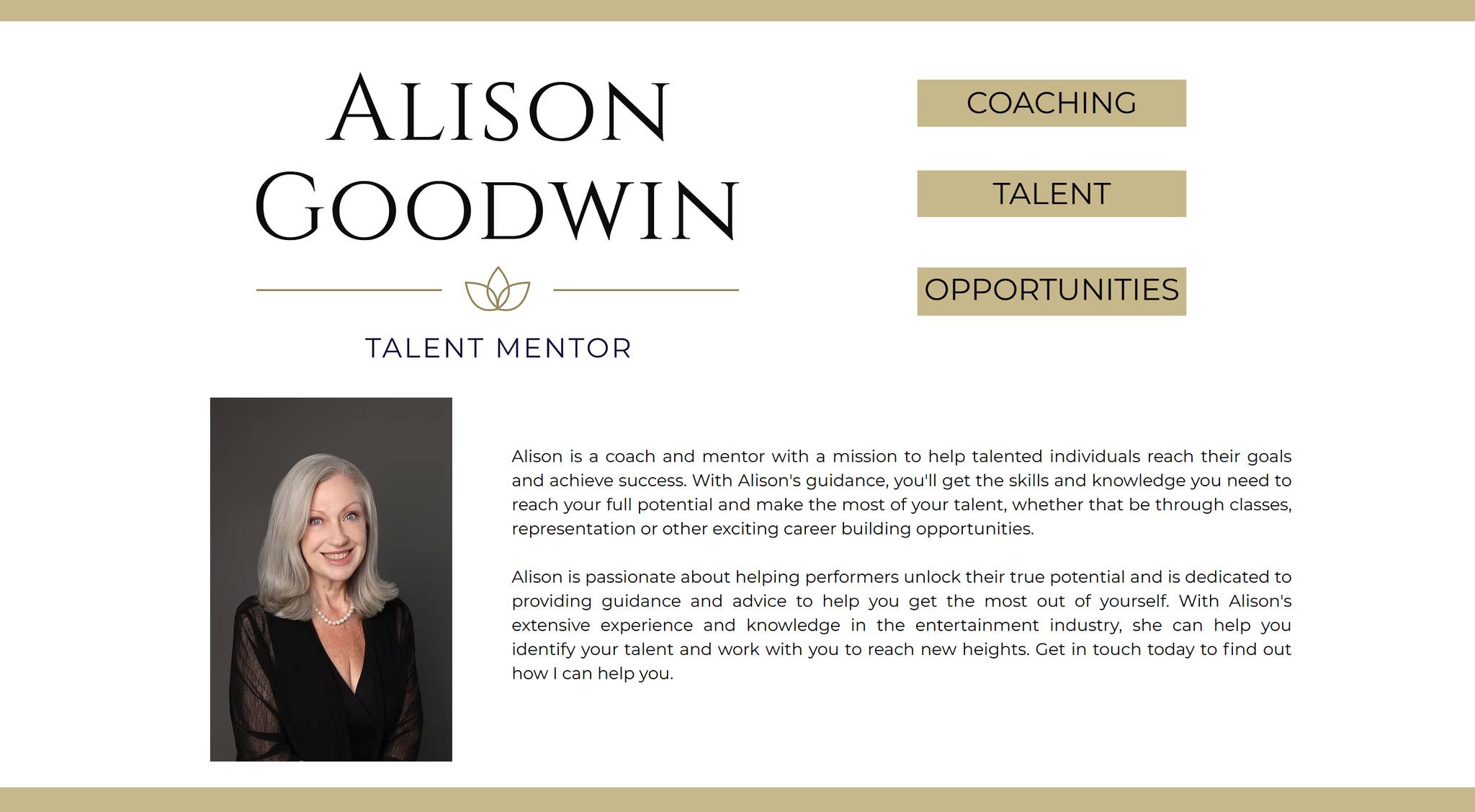 Alison Goodwin: Talent Mentor | London