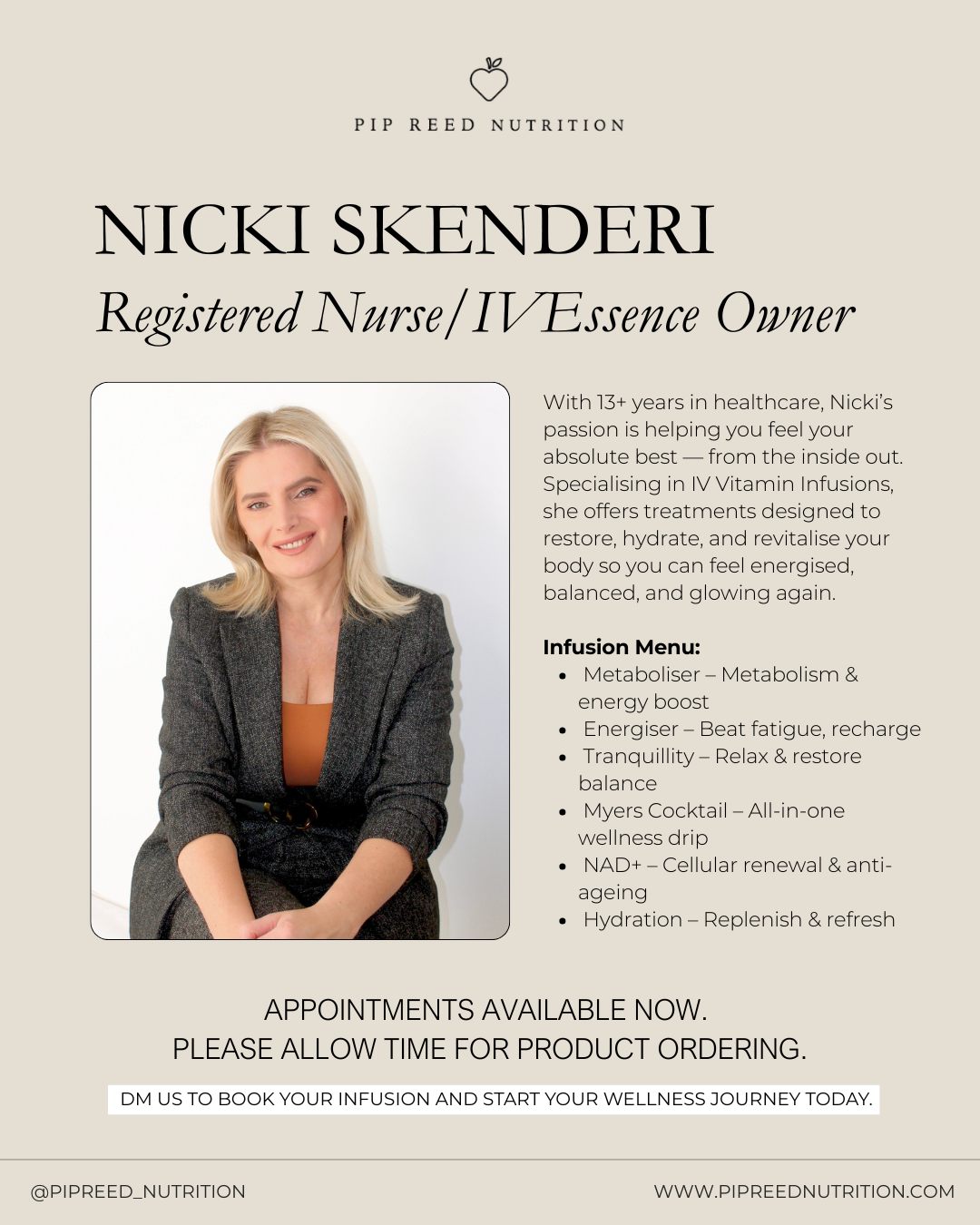 Meet Nicki – Your Wellness Nurse at... - Pip Reed Nutrition | Facebook