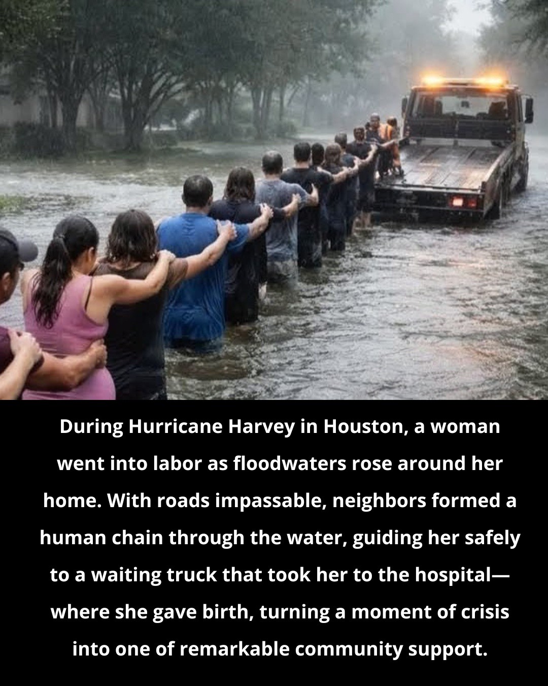 houston tx hurricane harvey wpmen jumps bac into water During in Houston, a woman went labor while dangerous floodwaters were rising around her home. With roads submerged and normal transportation impossible, her neighbors stepped in to help. They Scan