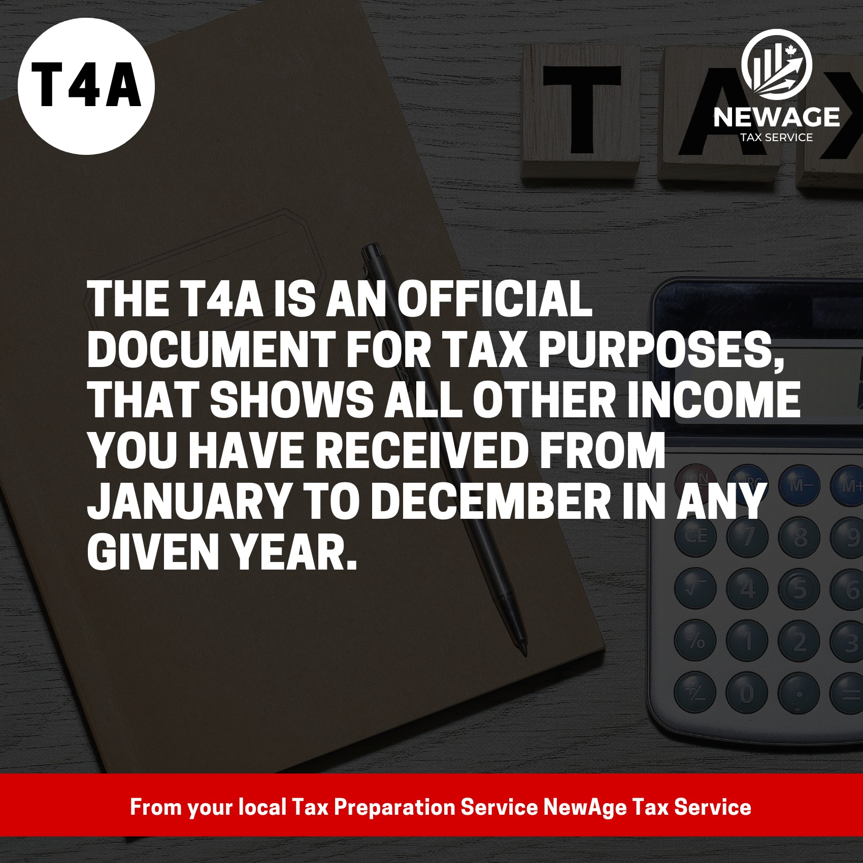 The T4A is an official document for... - NewAge Tax Service | Facebook