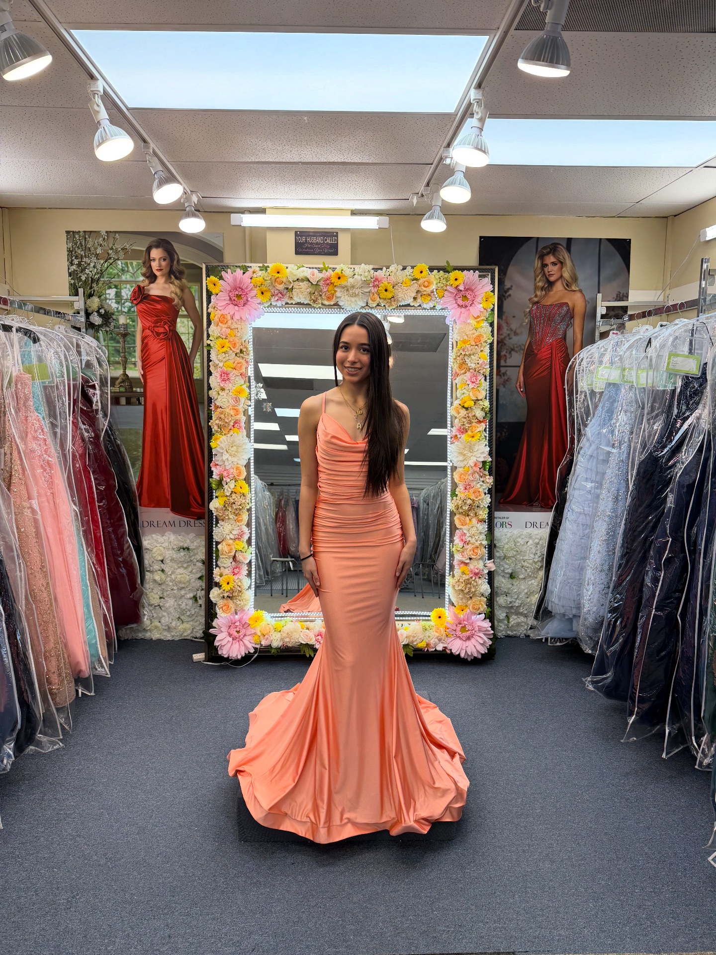 Ava said YES to the dress for her 8th grade formal!!🧡🧡🧡 ✨ #Memorial Middle school #dress #prom-dress #EVENT #prom2026 promishere redcarpetfashion promgirl promishere dreamdressesoldbridge pagent
