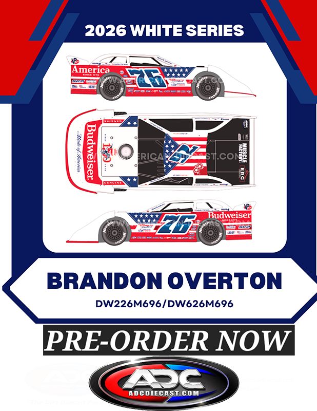2026 Brandon Overton #76 Budweiser dirt late model diecast car