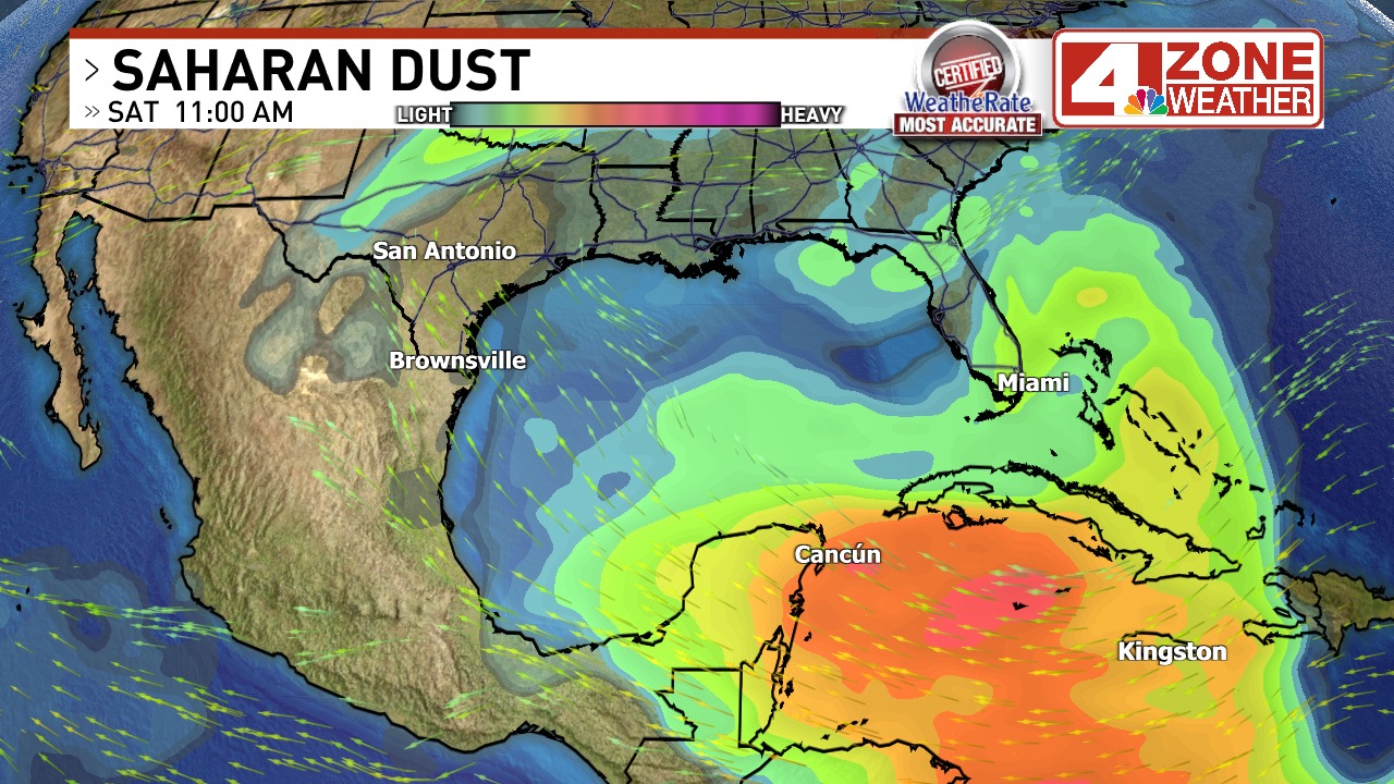 Thick surge of Saharan Dust over the Yucatan Peninsula & western ...
