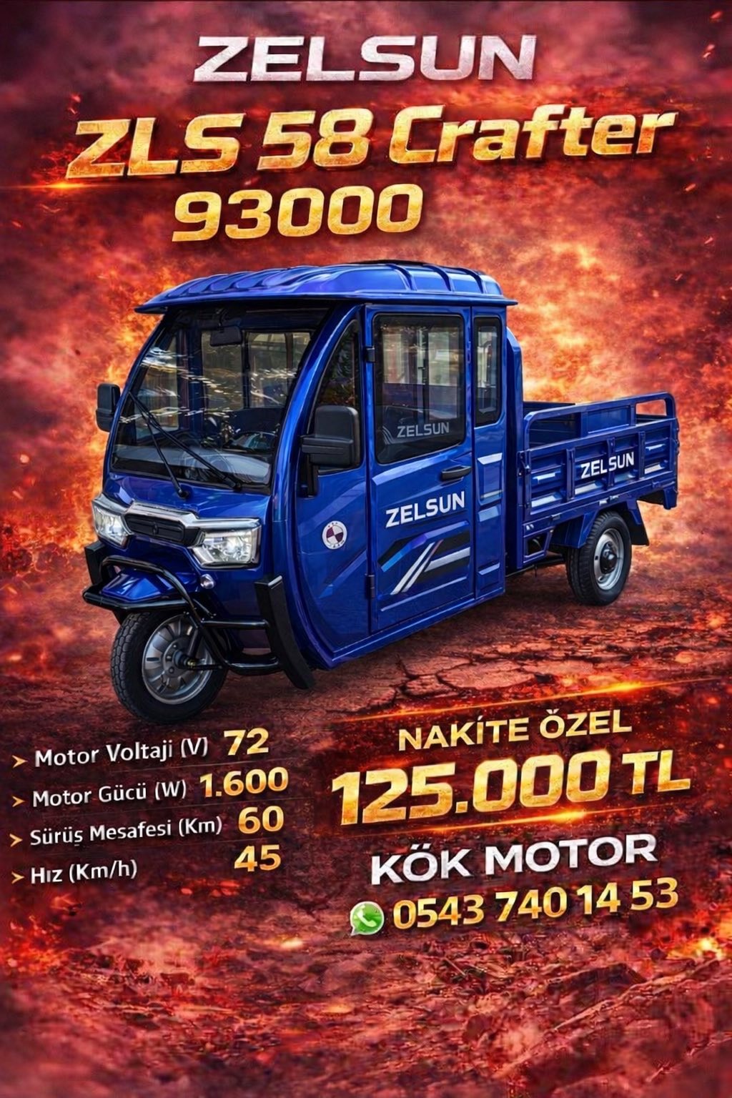 KÖK MOTOR DAN Zelsun Crafter 93000 Araç Direksiyonlu Disk Frenli