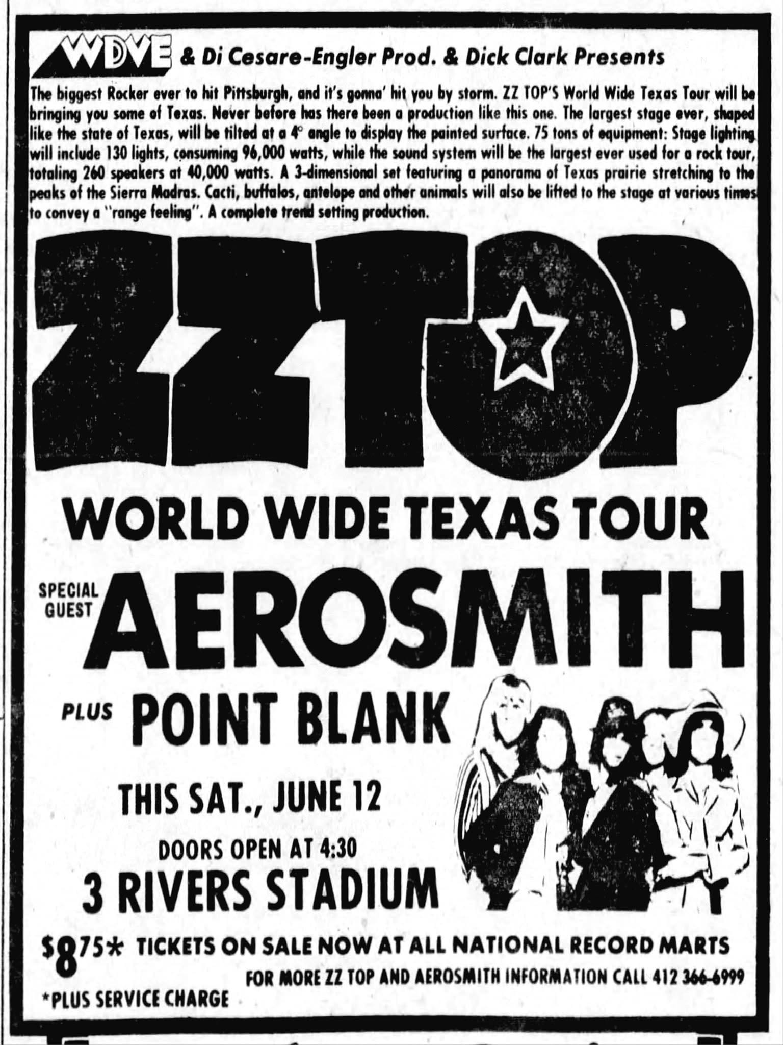 ZZ Top's World Wide Texas Tour at Pittsburgh's Three Rivers Stadium