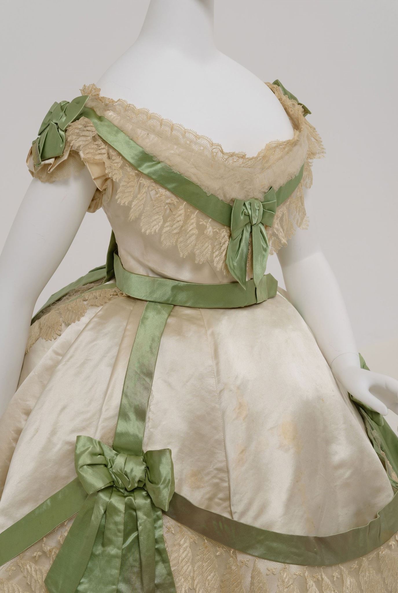 green and cream wedding dresses 1865 silk dress with pearl trim light green wedding dresses