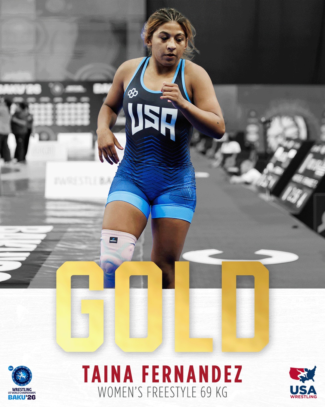 Taina Fernandez earns the gold medal at 69 kg at the U17 World