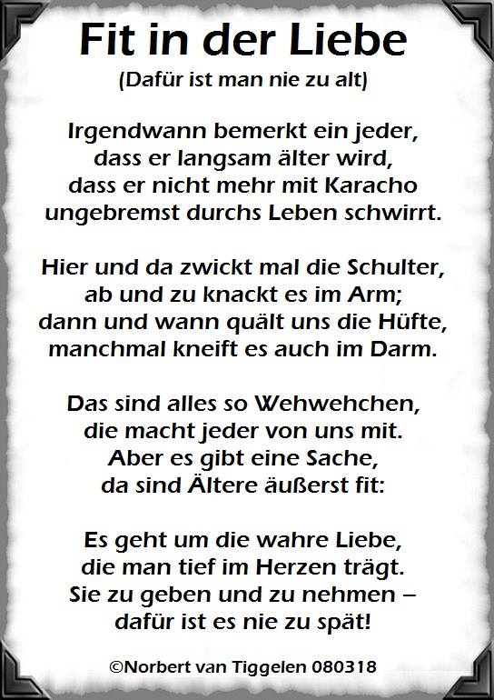Fit In Der Liebe Dafur Ist Man Nie Zu Gedichte Von Norbert