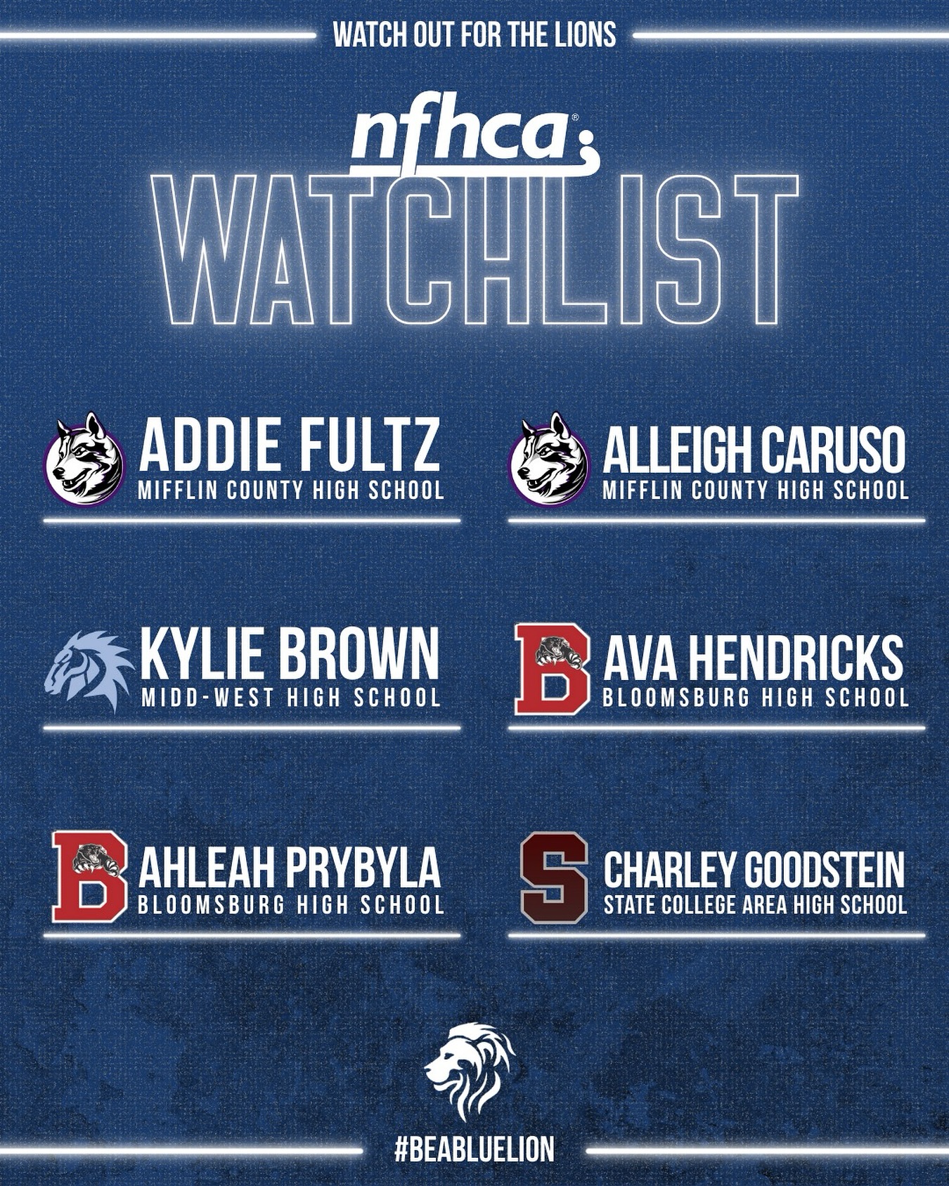 Blue - Congratulations to our SIX players named on the 2025 NFHCA High ...