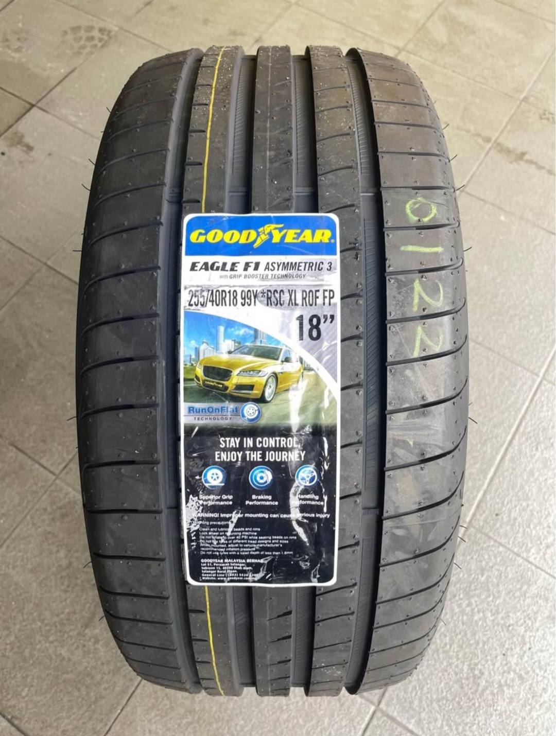 255/40/18 GOODYEAR EAGLE F1 ASYMMETRIC 3 RFT YEAR 2022 . . 1pcs